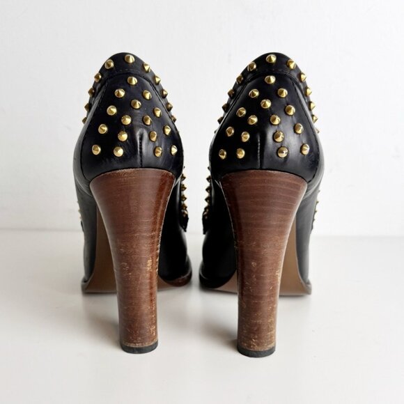 GUCCI Calfskin Studded Horsebit Alyssa Pumps Black size 38.5 - Picture 5 of 10